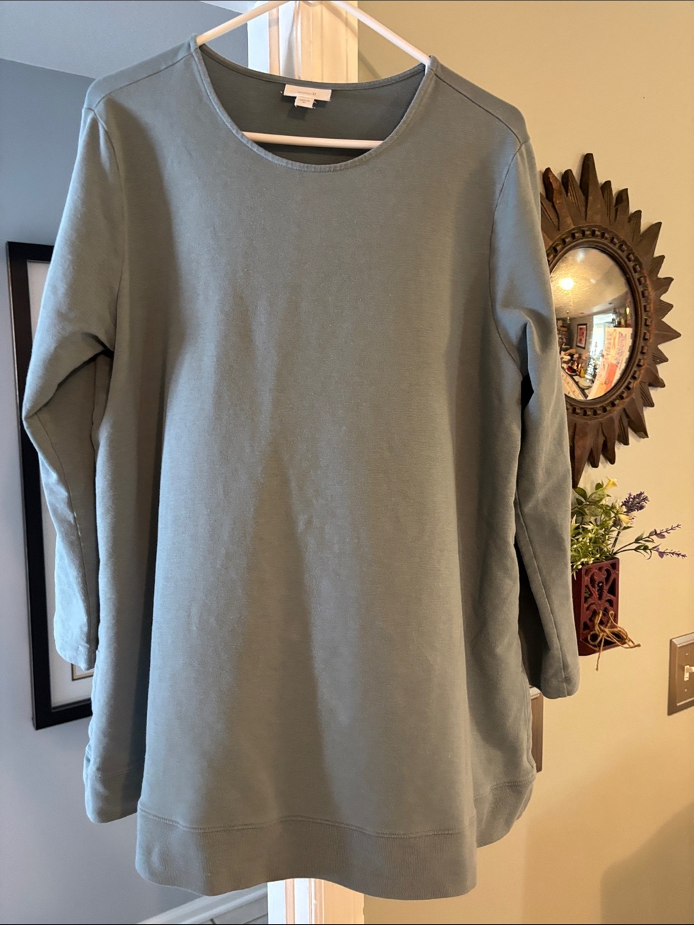 Classic Crewneck Long-Sleeve Top in Dusty Sage